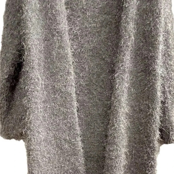 Pol Women's Fuzzy Knit Open Back Cardigan Sweater Gray Size M - Picture 9 of 16